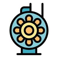 Water turbine generating renewable energy with rotating blades vector
