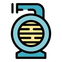 Portable gas burner heating water for camping cooking vector