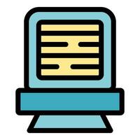 Retro computer displaying processing information on screen vector