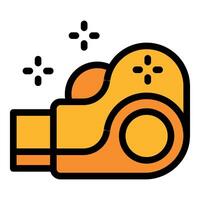 Yellow whistle blowing and making a loud sound vector