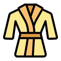 Soft yellow bathrobe wrapped with sash, comfort and relaxation vector