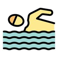 Swimmer doing crawl in open water with buoy vector