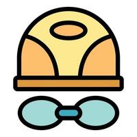 Swimming cap and goggles promoting water safety and active lifestyle vector
