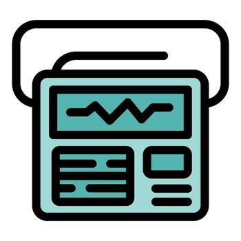 Portable medical device showing heartbeat on screen with buttons and controls vector