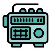 Retro style radio broadcasting music and news with antenna vector