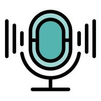 Studio microphone recording audio waves icon vector