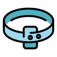 Light blue dog collar with buckle and holes, showing control and training vector