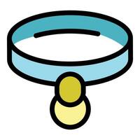 Light blue dog collar with golden round decoration hanging vector