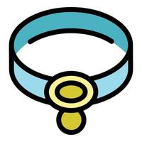 Light blue dog collar with hanging golden medallion, showing elegance and style vector