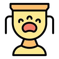 Sad crying trophy cup expressing disappointment with handles and base vector