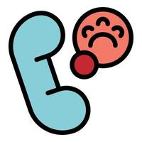 Phone receiving angry emoji showing frustration during call vector