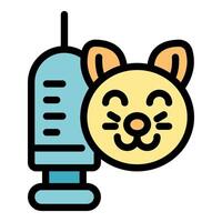 Smiling cat getting a vaccine injection vector
