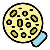 Petri dish showing growing bacteria under laboratory microscope vector