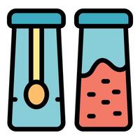 Scientist analyzing sample in laboratory glassware using pendulum instrument vector