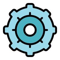 Light blue gear wheel rotating and showing perfect engineering and development vector