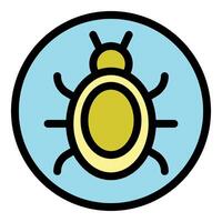 Bug inside a circle showing computer virus or debug vector
