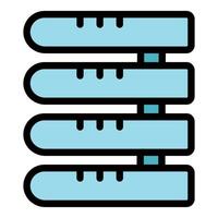 Data center server rack icon showing network connection vector