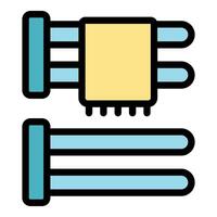 Heated towel rail drying a towel in the bathroom vector
