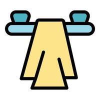 Clean towel hanging on a wall mounted rack, ready for use vector