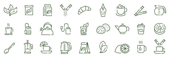 Time for tea icons. All before tea. Thin line icon set with space. vector