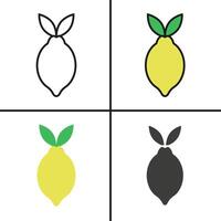 Lemon in different styles. Lemon icons. A set of different lemons. vector
