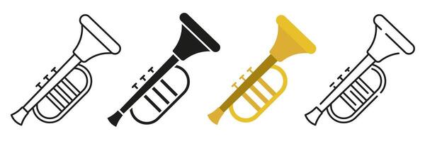 Tube. A simple set of musical instruments. Images of pipes in different styles. vector