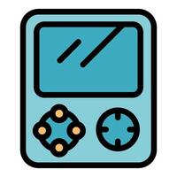 Portable gaming console showing loading screen with directional pad and action buttons vector