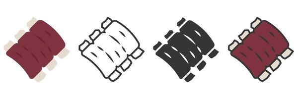 Rib meat in different styles. A set of sheep meat. For your kitchen. Rib meat. vector