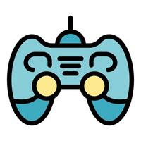Wireless gamepad controller connecting to gaming console vector
