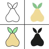 Pear in different styles. Pear icon. A set of different pears. vector
