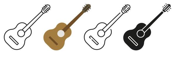 Guitar. A simple set of musical instruments. Images of guitars in different styles. vector