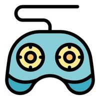 Wired retro gamepad controller connecting to gaming console for playing videogames vector