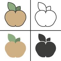 Apple in different styles. Apple icon. Set of different apples. vector