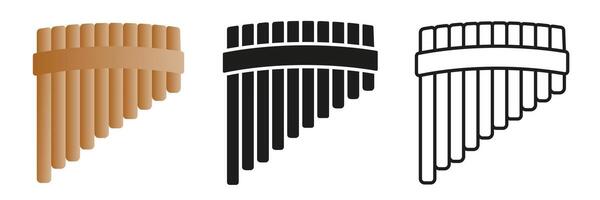 Flute. A simple set of musical instruments. Representation of flute in different styles. vector