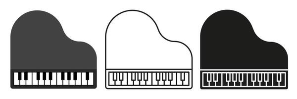 Piano. A simple set of musical instruments. Images of pianos in different styles. vector