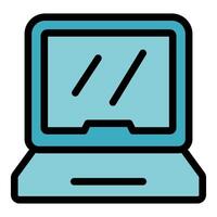 Modern laptop showing loading screen symbol, portable computer technology vector