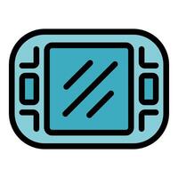 Portable gaming console showing loading screen with three horizontal lines vector