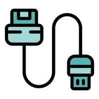 Retro game cartridge connecting to modern usb port with cable vector