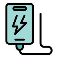 Smartphone charging with lightning bolt symbol displayed on screen vector