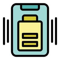 Smartphone vibrating with full battery indicator displayed vector