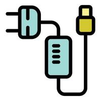 Phone charger connecting to power source with usb cable vector
