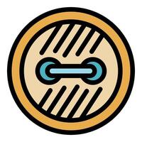 Round clothing button with two holes and diagonal lines representing fabric vector