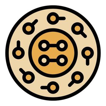 de coser botón rodeado por pequeño sensor nodos comunicado de forma inalámbrica vector