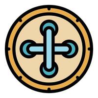 Round clothing button with cross shaped holes showing fabric vector