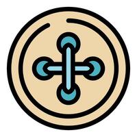 Round clothing button with cross shaped stitching fastener vector