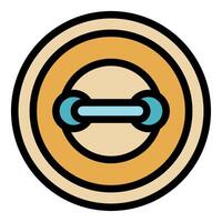 Round clothing button connecting two pieces of fabric vector