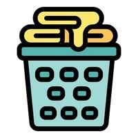 Laundry basket overflowing with soiled clothes ready for washing vector
