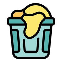 Overflowing cleaning bucket filled with soap suds vector