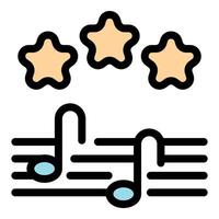 Music notes receiving three stars rating representing best quality audio content vector