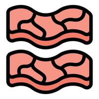 Two slices of bacon showing marbling, illustrating delicious breakfast food vector